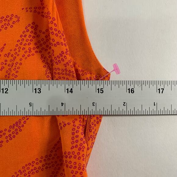 Diane von Furstenberg XS Orange Silk Midi Fit Flare Print Dress Sleeveless *flaw - Picture 7 of 10